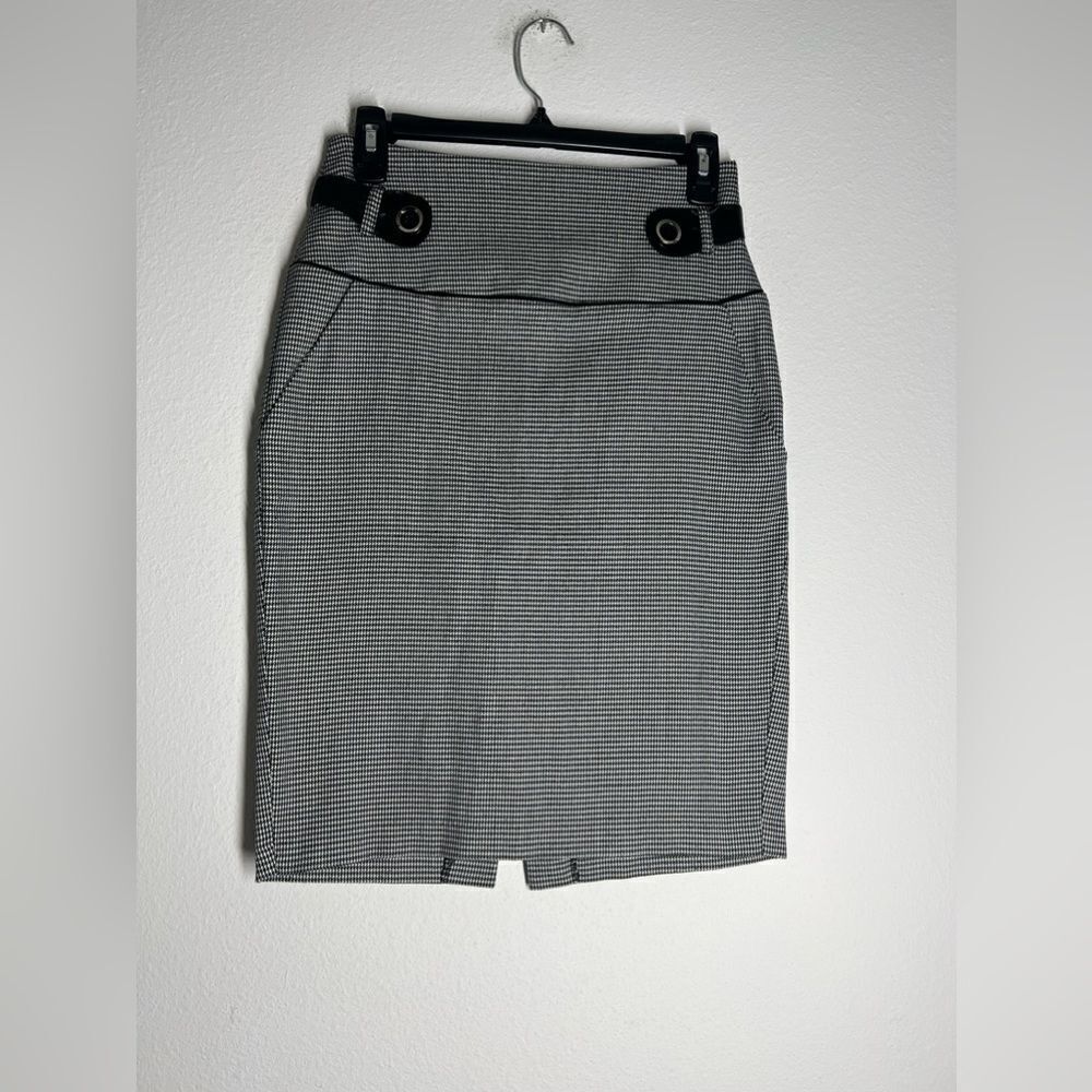 Three Pink Hearts Black White Pencil Skirt Plaid Size Junior 5